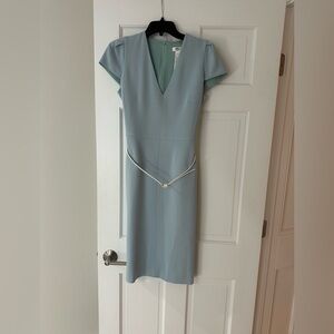 MaxMara Sky Blue Midi Dress with Ivory Accents